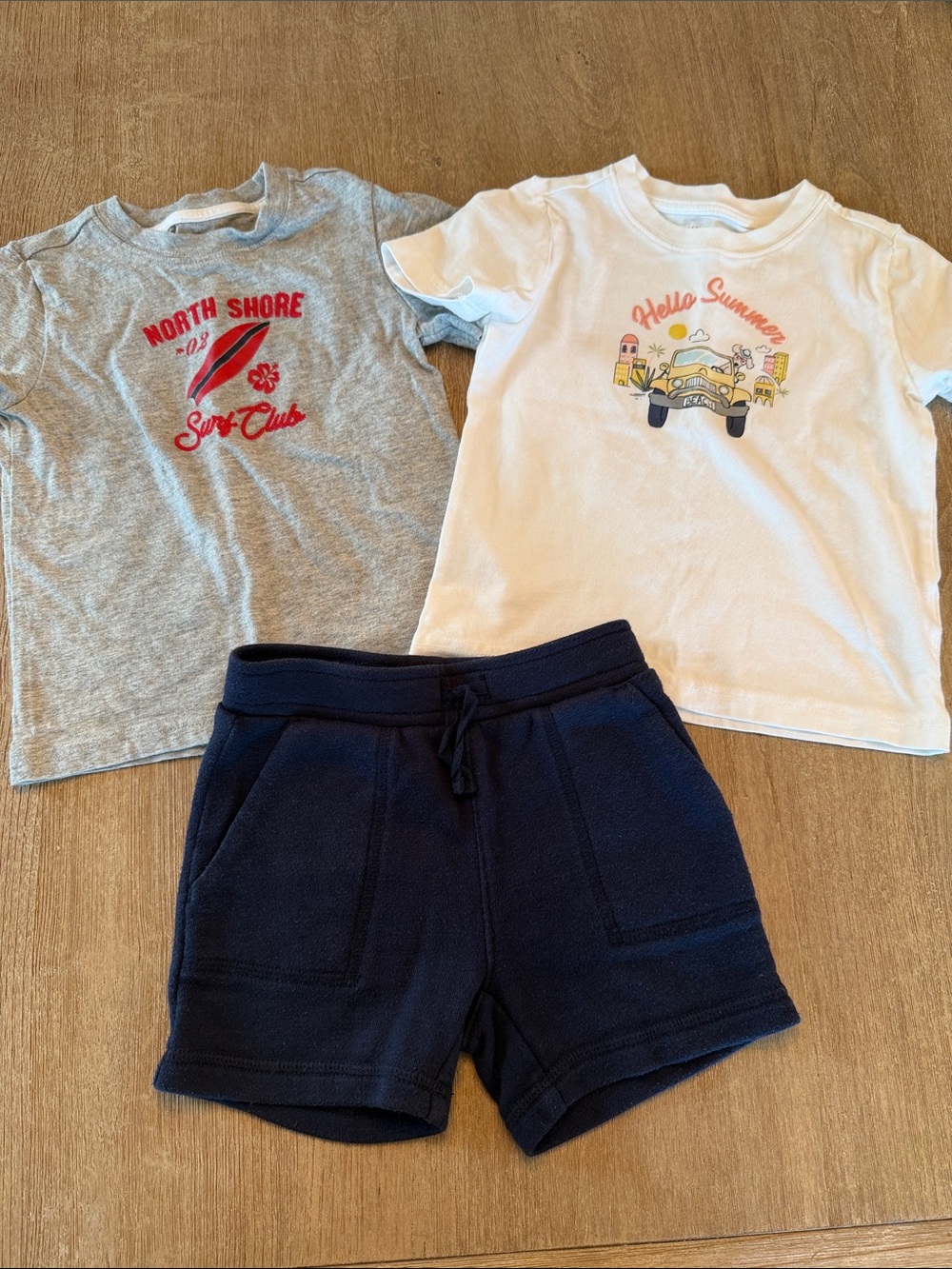 Janie and Jack White and Gray Toddler Tees with Navy Shorts